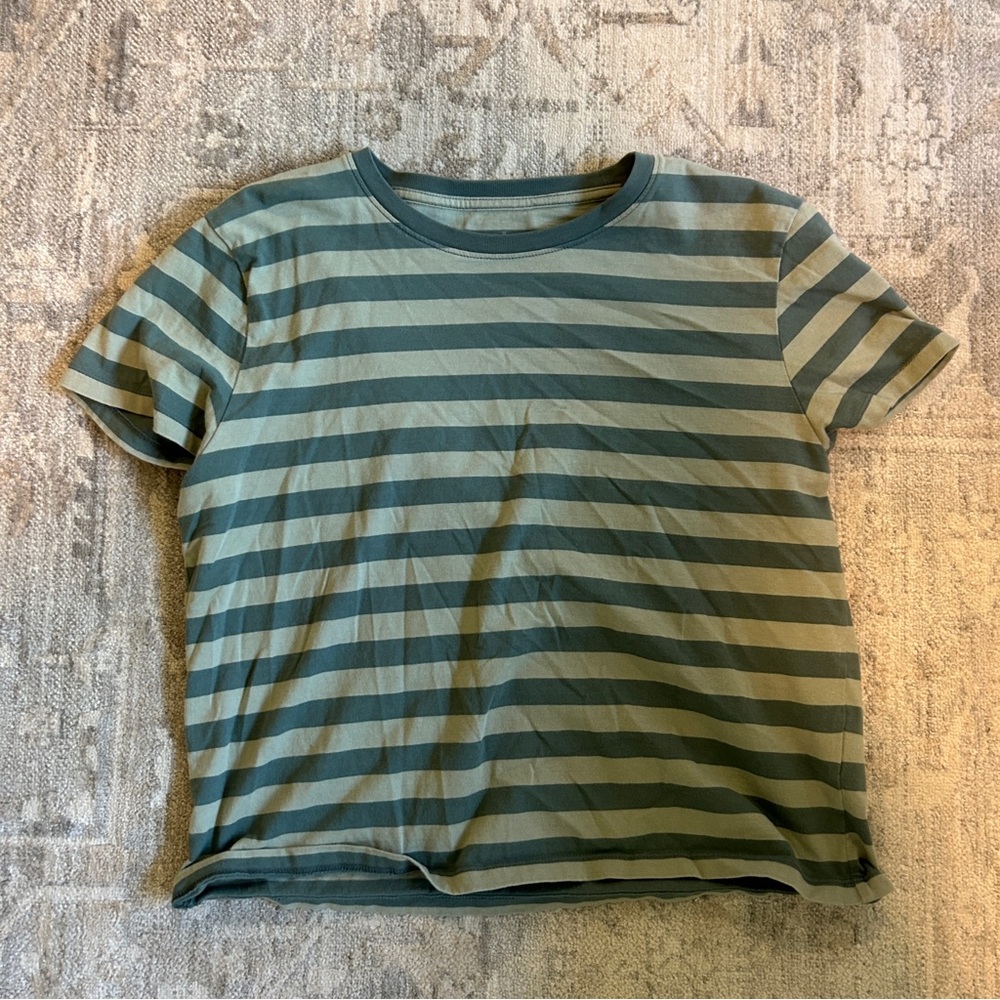Everlane Olive and Sage Striped Tee